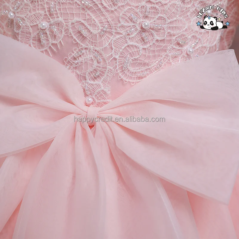LEZONKIDS - New Baby Girls Dress Flower Kids Church Dresses Children puff  sleeve Party Frock Wear girl dress